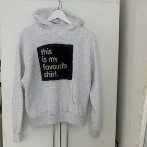 Gray Hoodie with Text Print